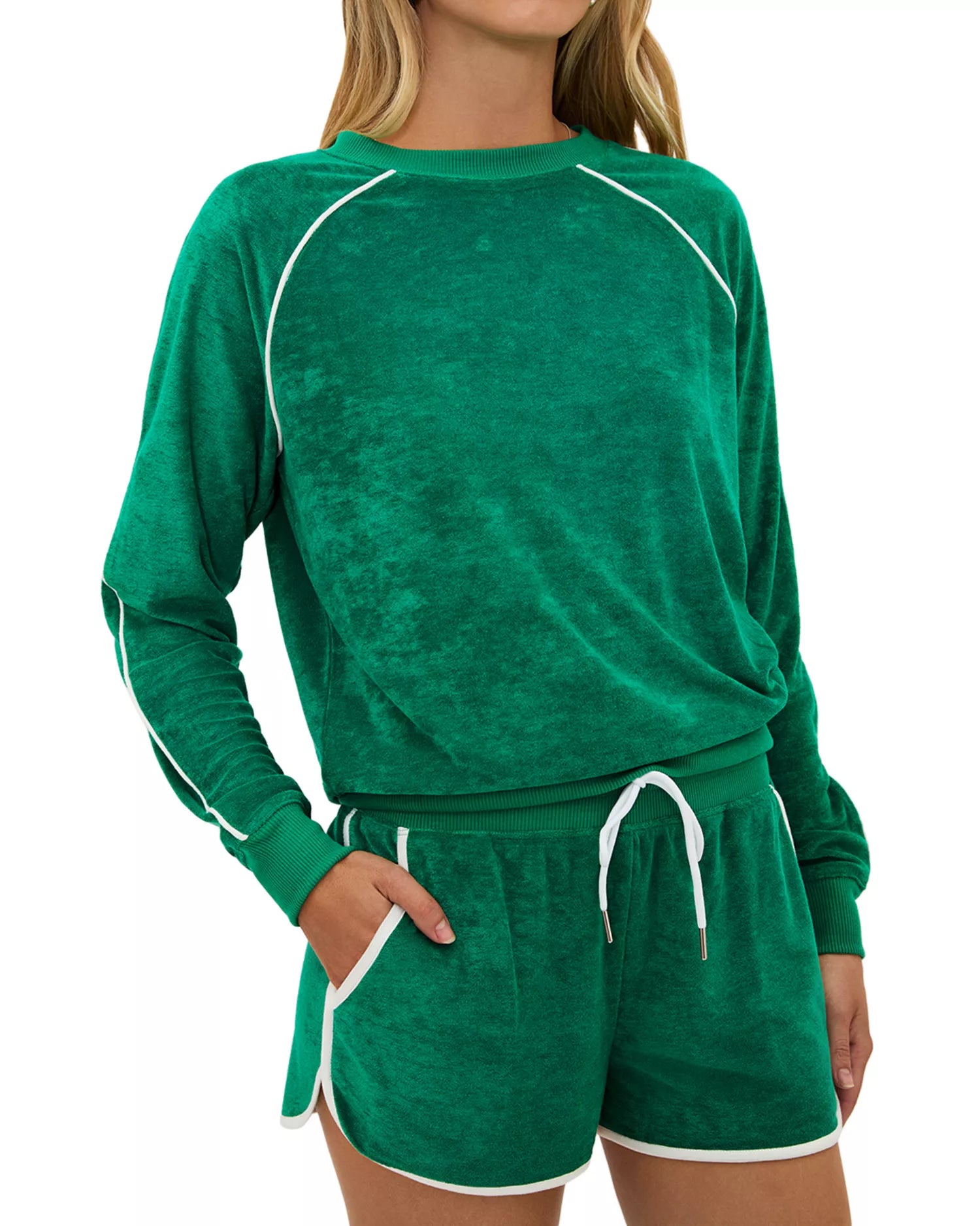 Beach Riot Greer Velour Top - Forest Park and Riviera Azure