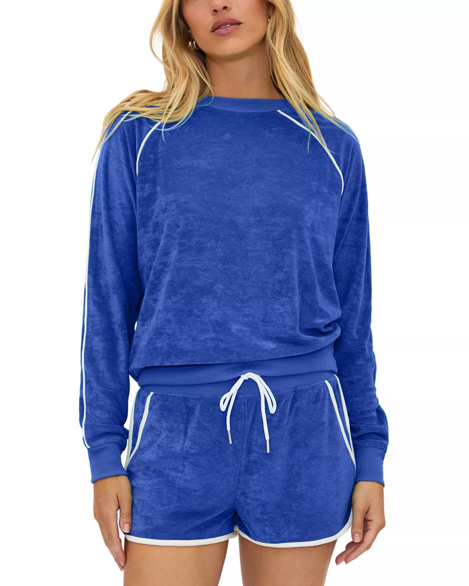 Beach Riot Greer Velour Top - Forest Park and Riviera Azure