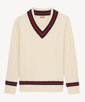 Boast Cable-Knit Sweater  Ivory Maroon Navy