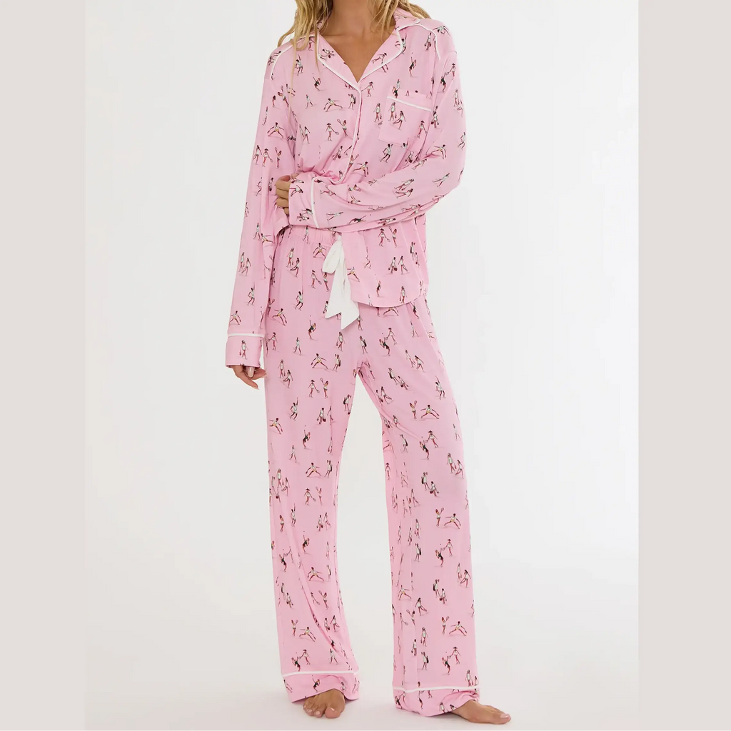 Beach Riot Livy & Connie PJ Set Match Point Pink
