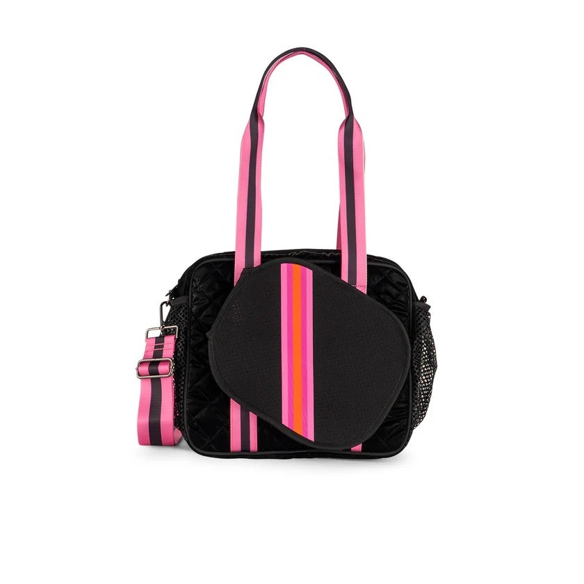 Haute Shore Dill Rave Pickle Ball Tote Black Quilted Puffer