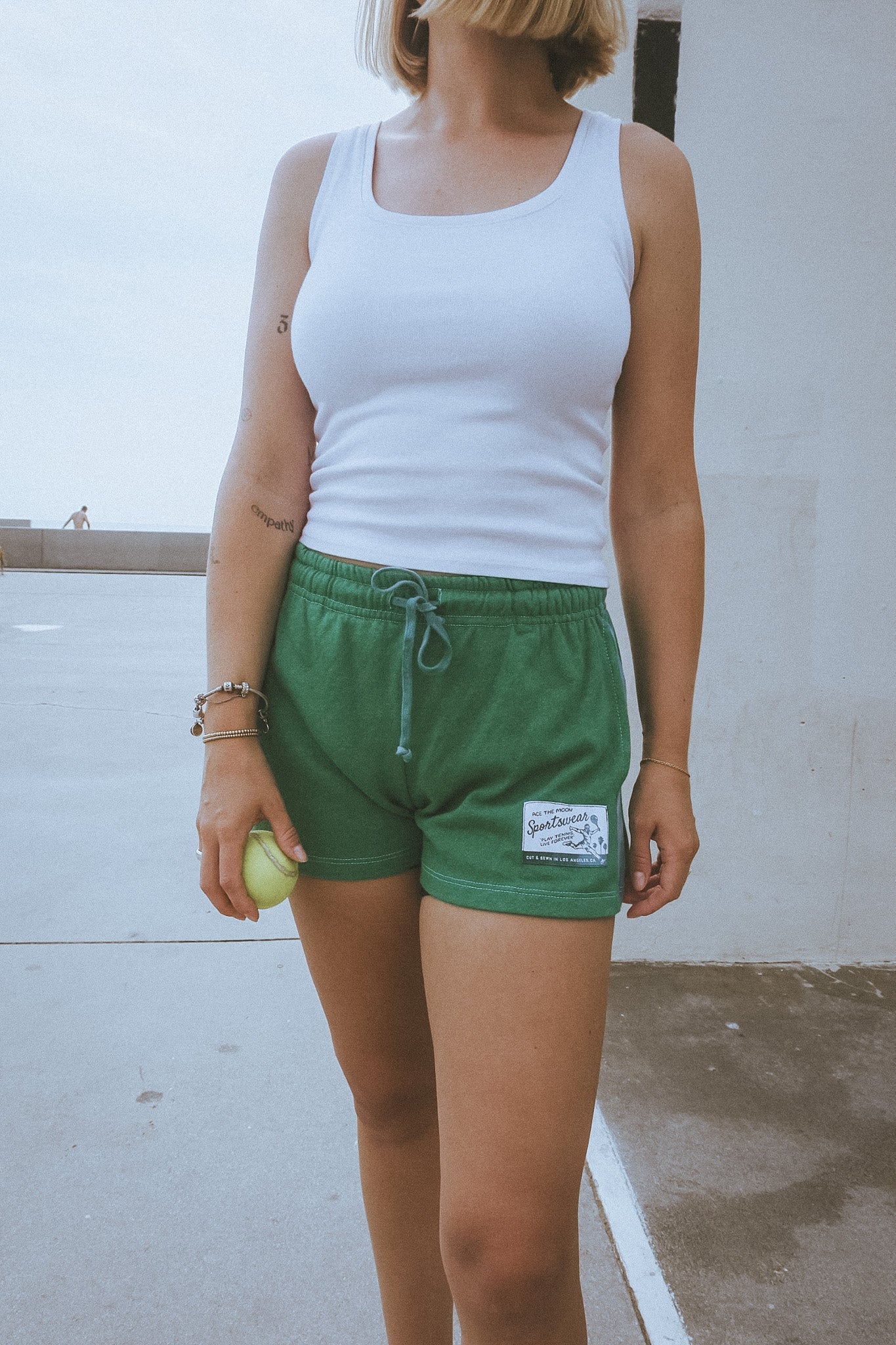 Ace the Moon Women's Court Shorts in French Terry - Green