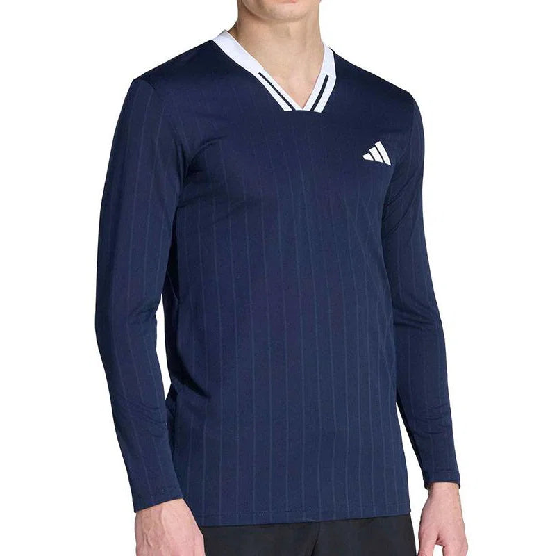 adidas Wow Long Sleeve Men's Tennis Top - Navy, White