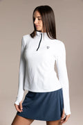 J.Pritchard Women's Regatta 1/4 Zip - Pure Black/Clubhouse White