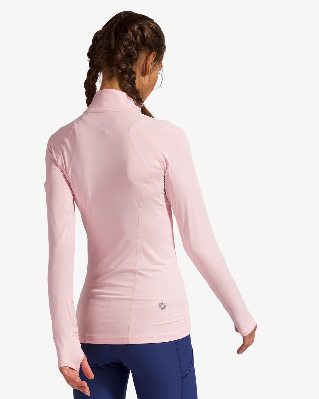 BLOQUV Women's Long Sleeve Mock Zip Top Tickle Me Pink