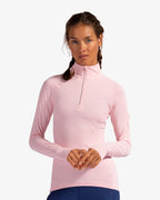 BLOQUV Women's Long Sleeve Mock Zip Top Tickle Me Pink