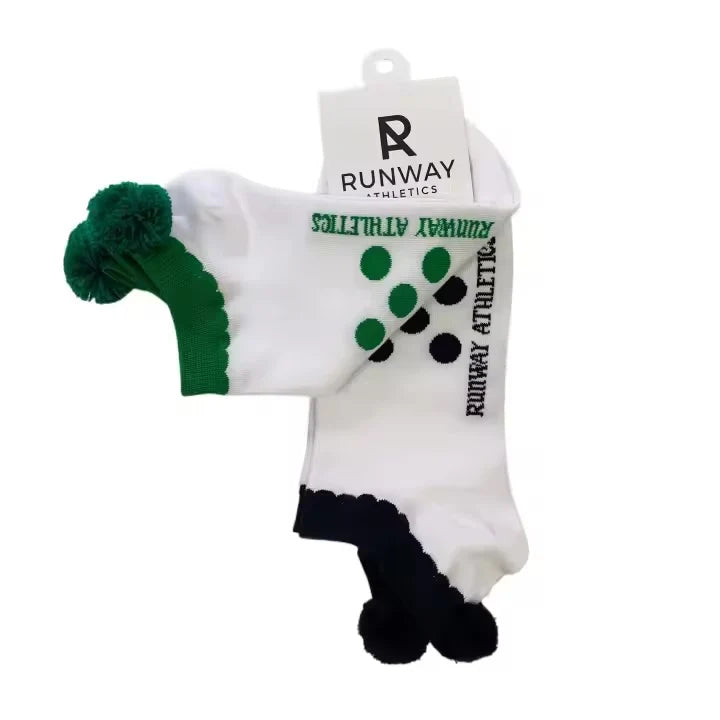 Runway Athletics Pom Pom Sock Set - Green/Navy