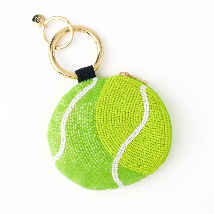 Ink & Alloy Mary Tennis Ball Beaded Coin Purse Bright Yellow + Green