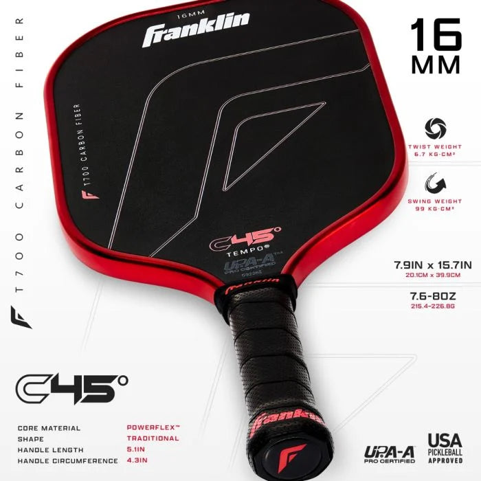 Franklin C45° Carbon Fiber Paddle Series Pickleball