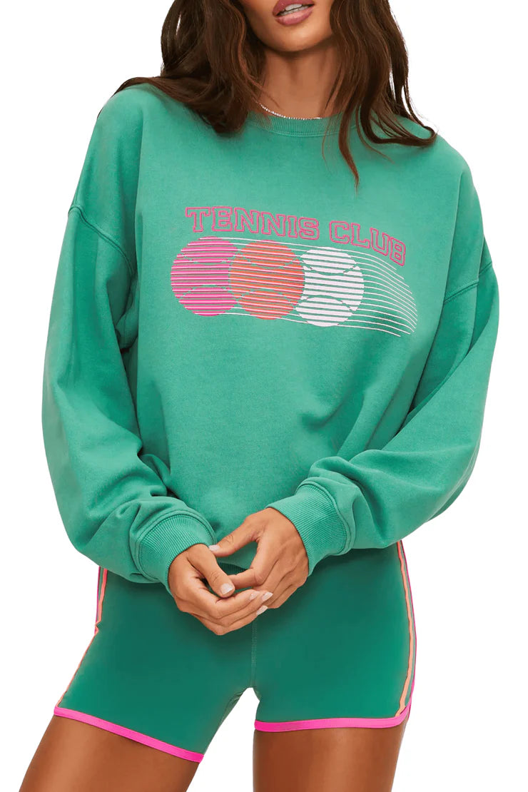Beach Riot Devyn Oversized Sweatshit Rally Green Colorblock Tennis
