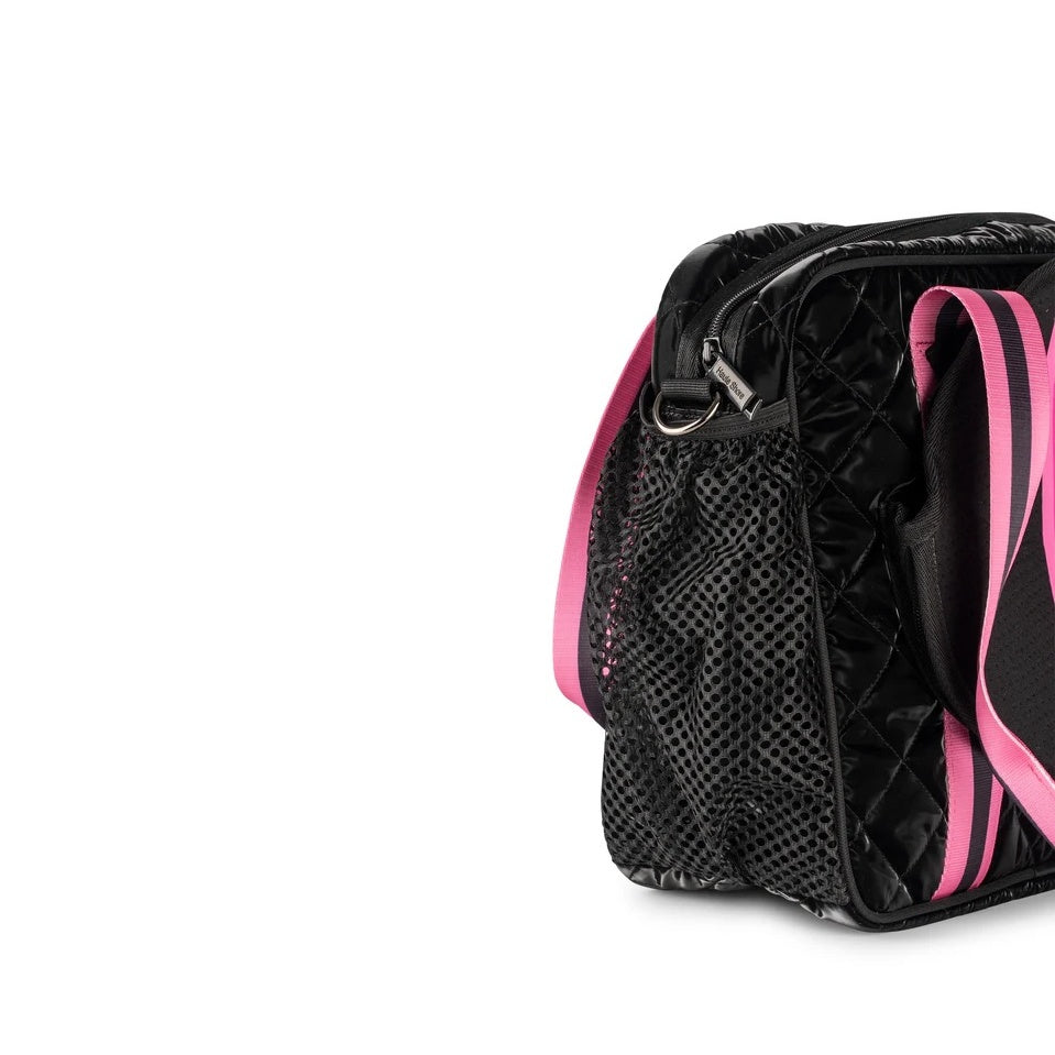 Haute Shore Dill Rave Pickle Ball Tote Black Quilted Puffer