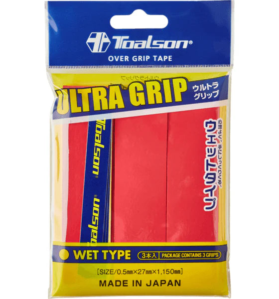 Toalson Ultra Grip 3 Pack Overgrips Neon Red