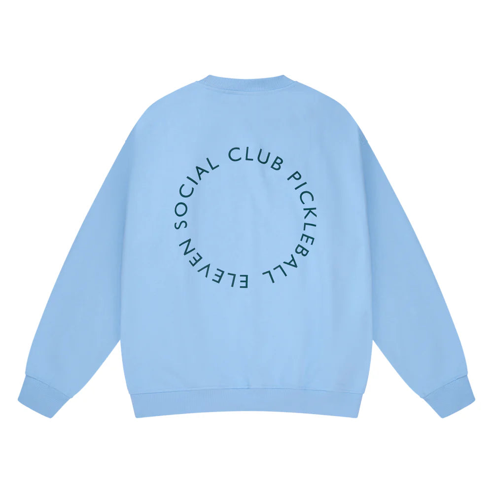 Eleven Social Club - The Courtside Crewneck - Light Blue/Navy/White