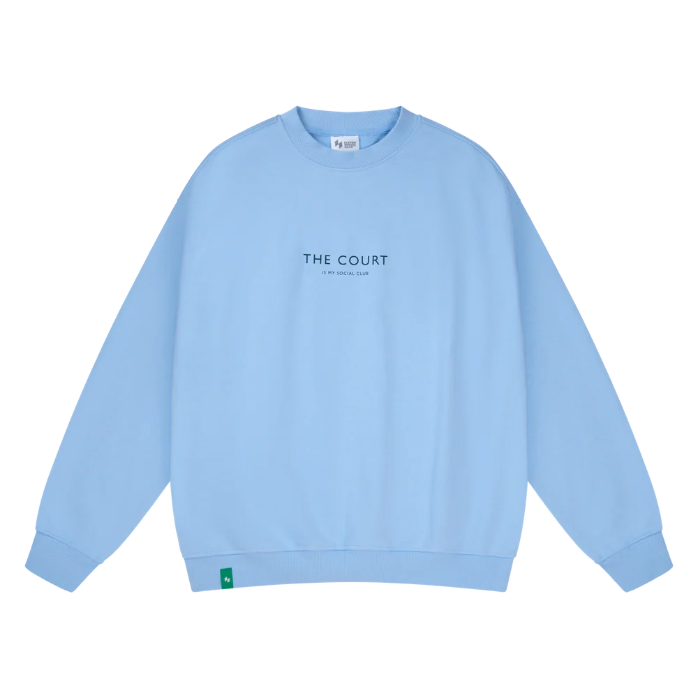 Eleven Social Club - The Courtside Crewneck - Light Blue/Navy/White