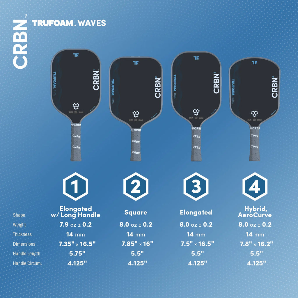 CRBN TruFoam Waves 3 Elongated Pickleball Paddle 14mm