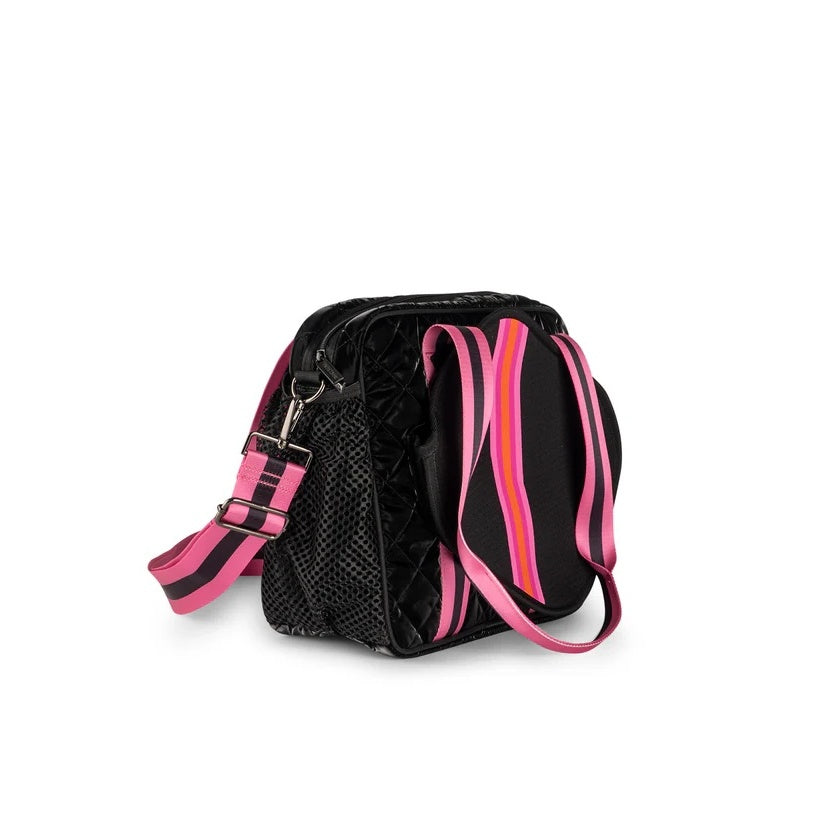Haute Shore Dill Rave Pickle Ball Tote Black Quilted Puffer