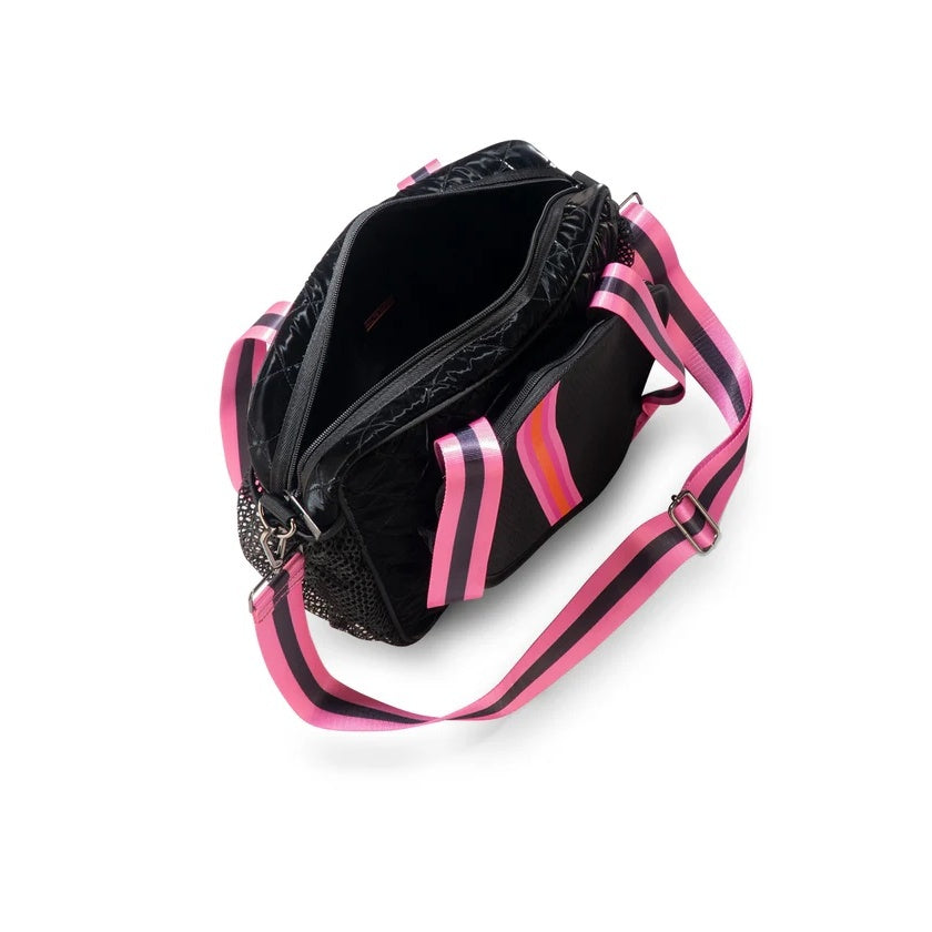 Haute Shore Dill Rave Pickle Ball Tote Black Quilted Puffer