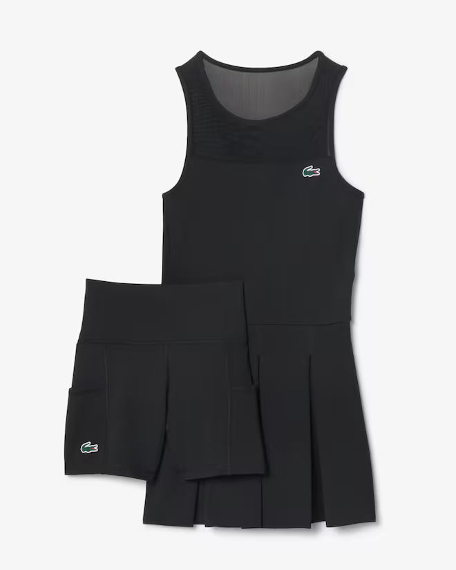 Lacoste Women's Dual Fabric Pleated Stretch Tennis Dress