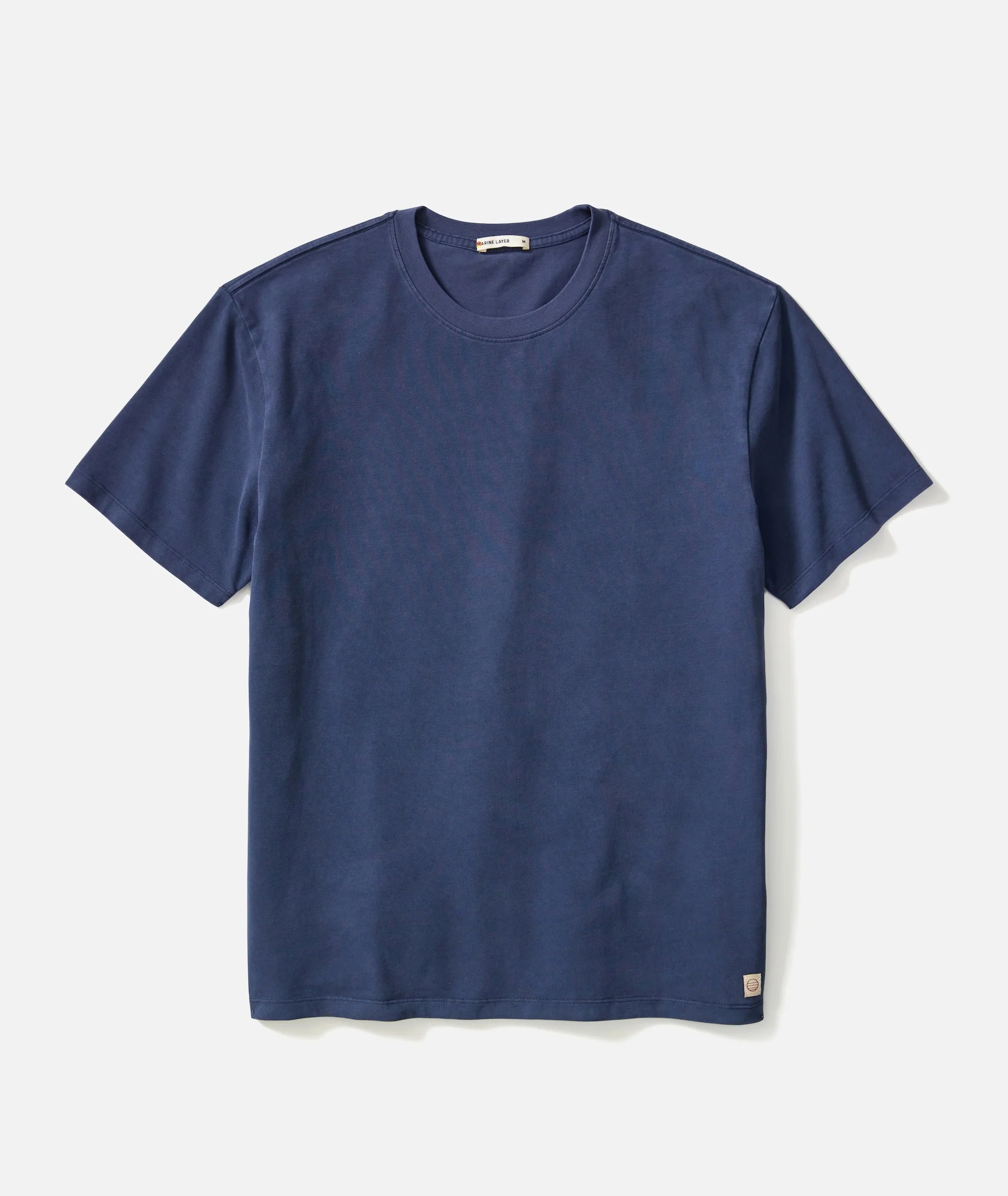 Marine Layer Men's Luxe Jersey Relaxed Tee in Mood Indigo and Coastal Blue