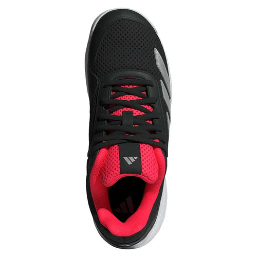 adidas Junior's Courtflash Tennis Shoes Core Black and Silver Metallic