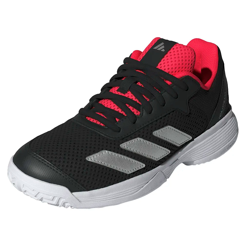 adidas Juniors' Courtflash Tennis Shoes Core Black and Silver Metallic