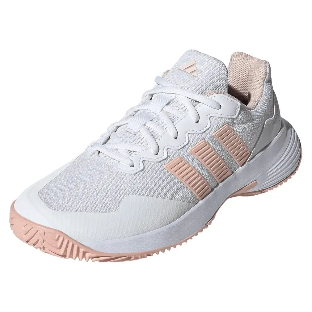 adidas Women's GameCourt 2 Tennis Shoes Core White and Pink