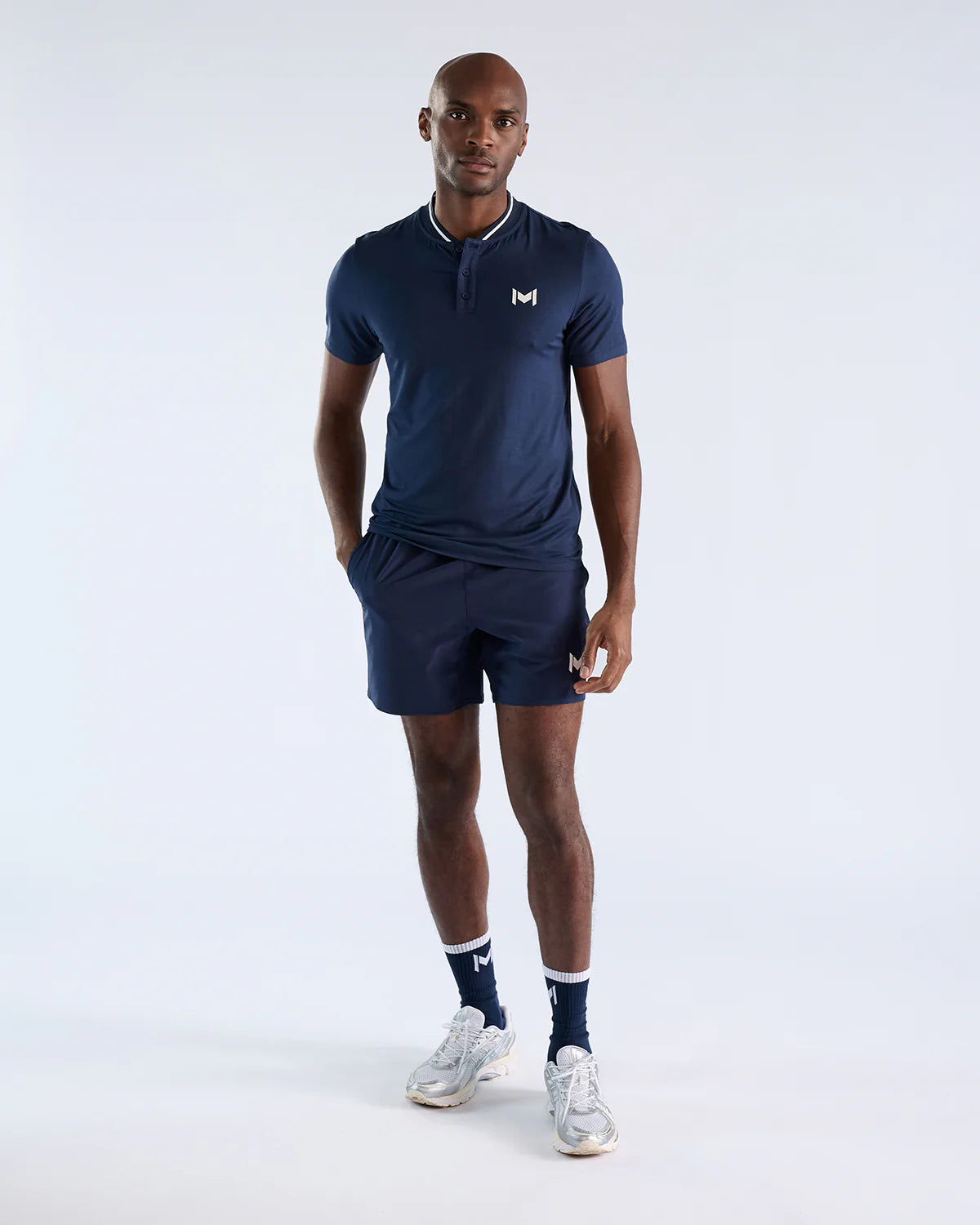 Mouratoglou Apparel - Mandarin Collar Polo - Black/Navy