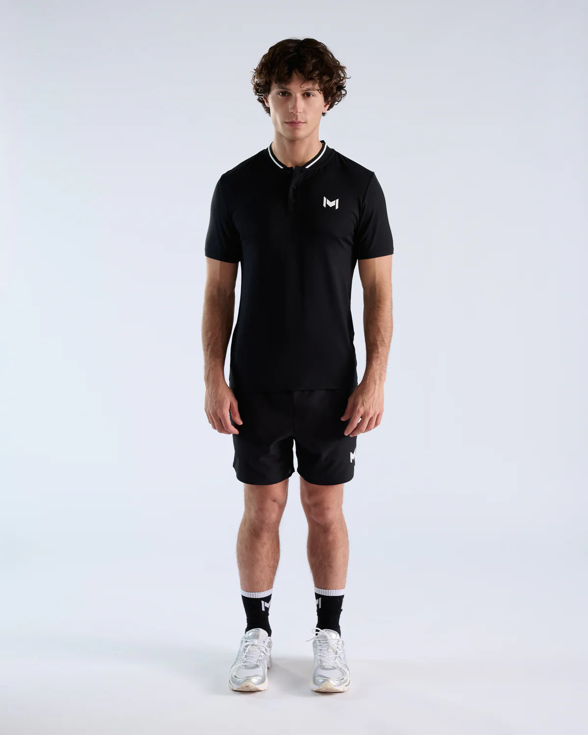 Mouratoglou Apparel - Mandarin Collar Polo - Black/Navy