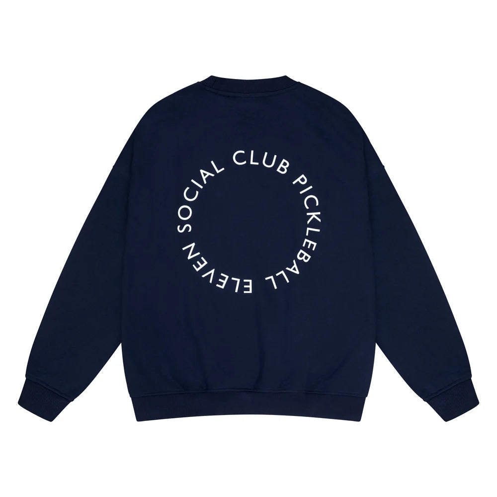 Eleven Social Club - The Courtside Crewneck - Light Blue/Navy/White