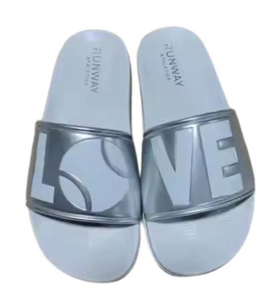 Tennis Slides Love - Perfect After Tennis Slide/Mule Silver