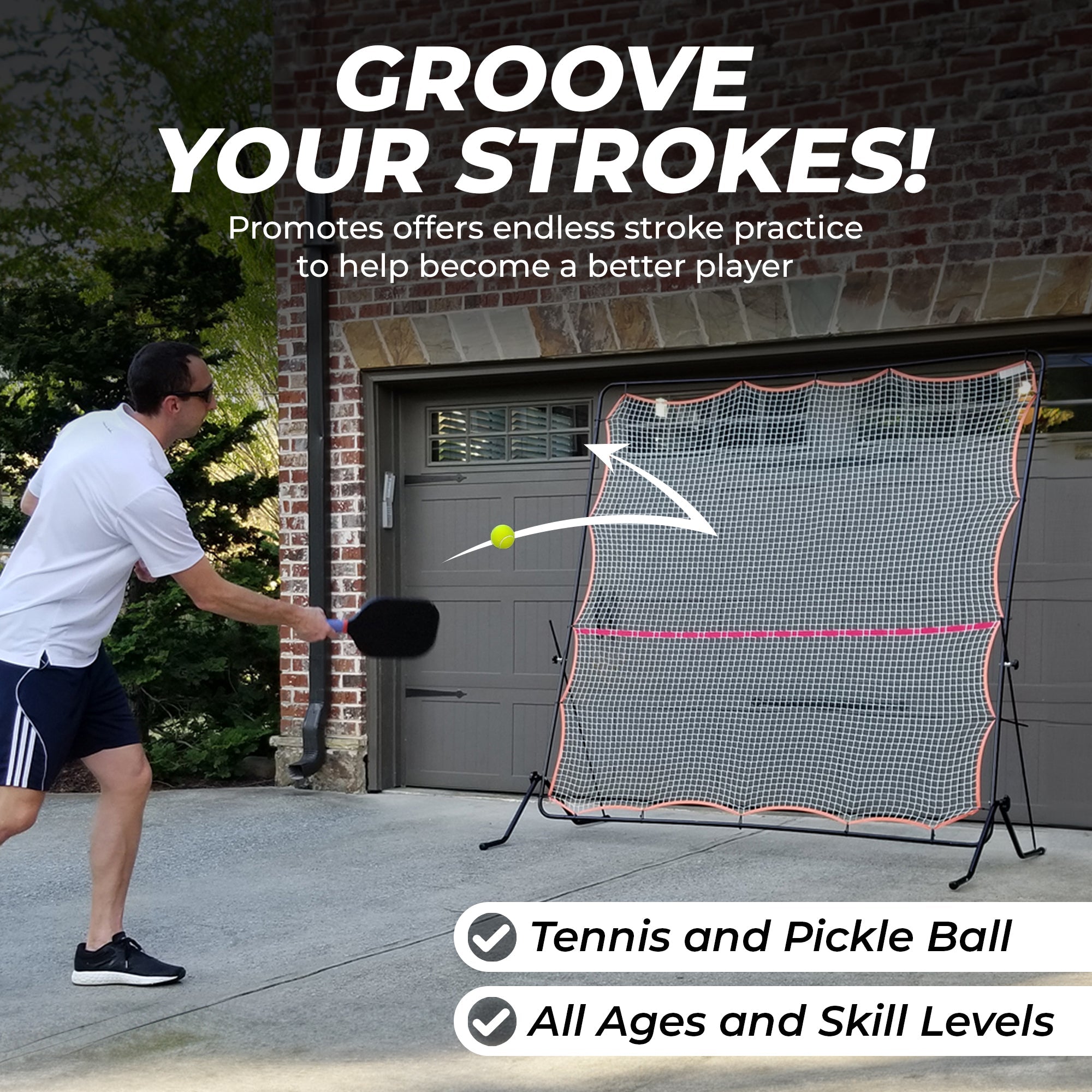 Tourna Rally Pro Adjustable Tilt Rebound Net (7x7 ft) for Tennis and Pickleball