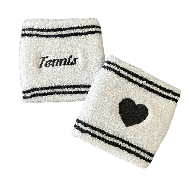 Tennis Wristband Set - White & Black