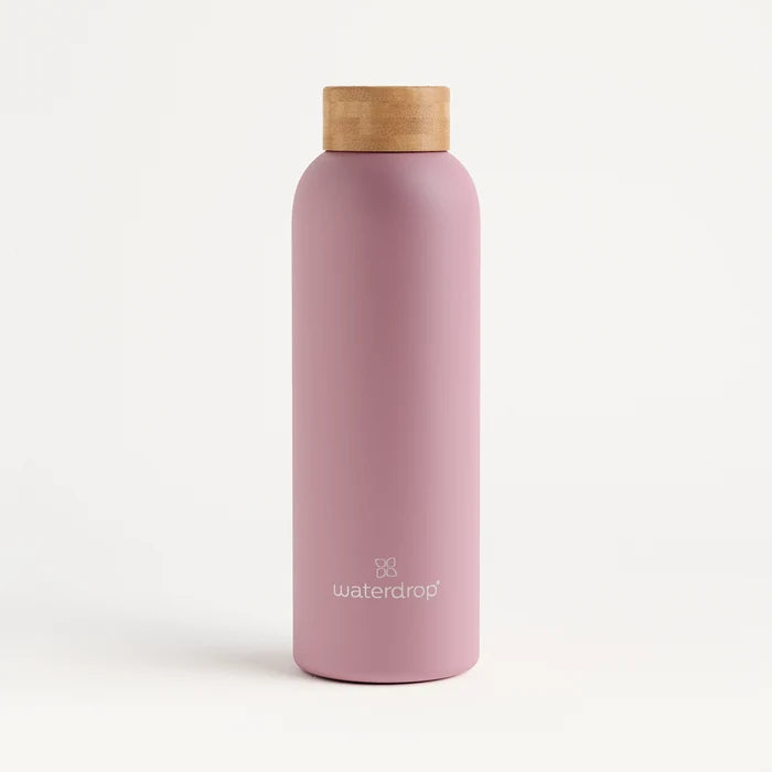 Waterdrop Insulated Thermo Steel Bottle - Bamboo Cap - Pastel Pink 20 oz