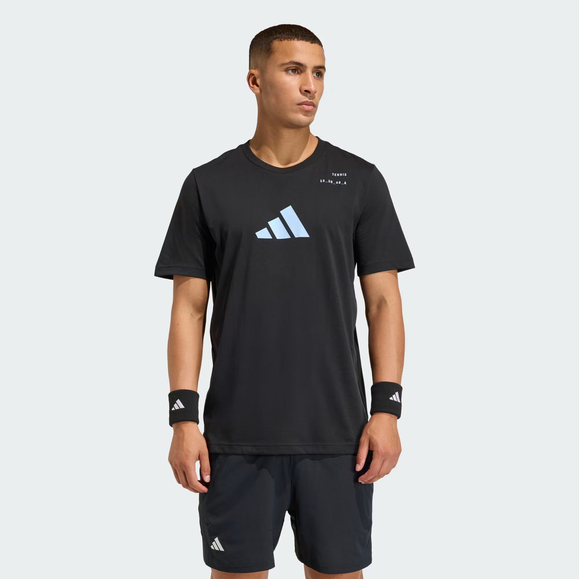 adidas Men's Category Graphic Tennis Tee | Black - Blue - Orange - White