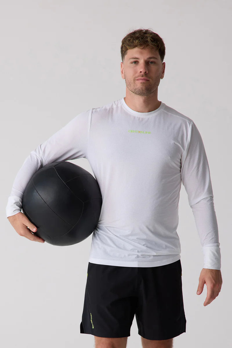 Centerline Athletics AirLite™ Men's Long Sleeve _ Coral/White/Blue Lagoon/Midnight Dusk
