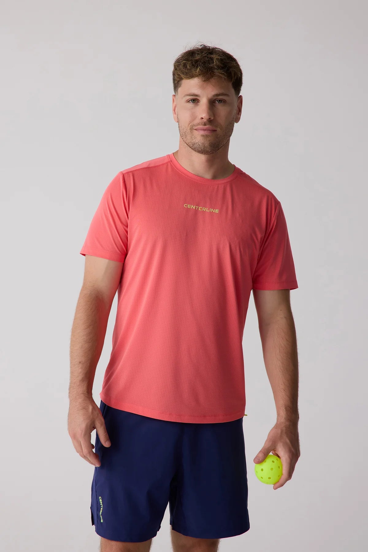 Centerline Athletics AirLite™ Men's Tee _ Coral/White/Blue Lagoon/Midnight Dusk