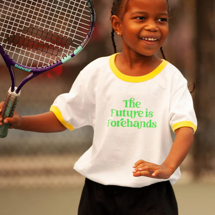 The Future is Forehands Ringer Tee - White