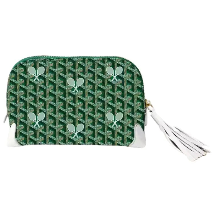 Whimsy Tennis Print Pouch - Green