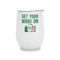 Toss Designs - Insulated Wine Tumbler - (White)  Mahjong Tiles - Tennis