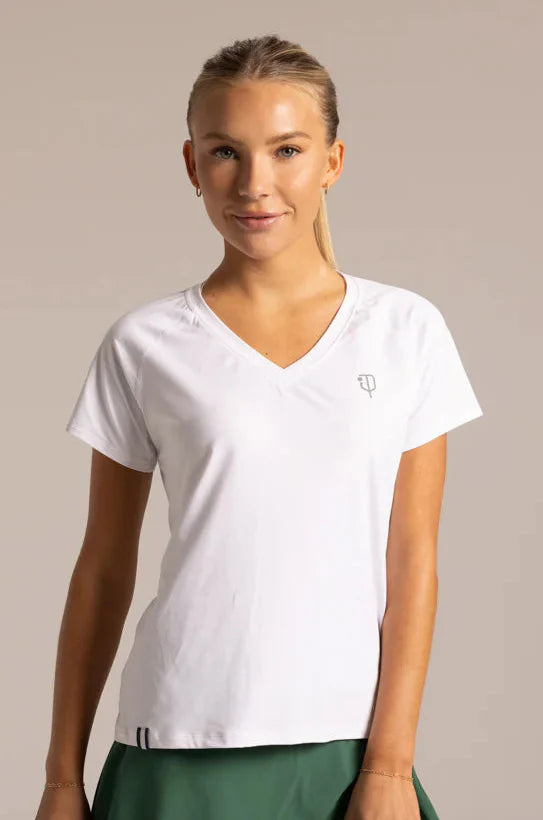J.Pritchard Women's 5.0 Short Sleeve Tee - Clubhouse White/Bainbridge Blue/Pritchard Green