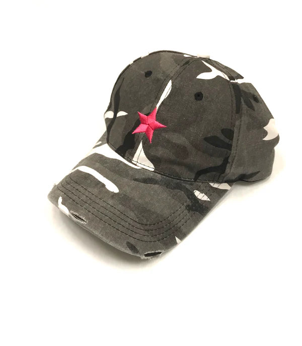 Haute Shore Boardwalk Baseball Cap Grey camo/pink star