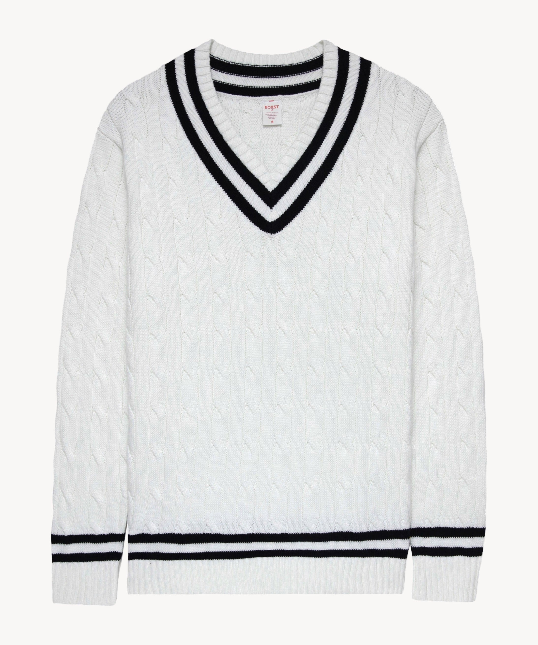 Boast Cable-Knit Sweater White/Navy