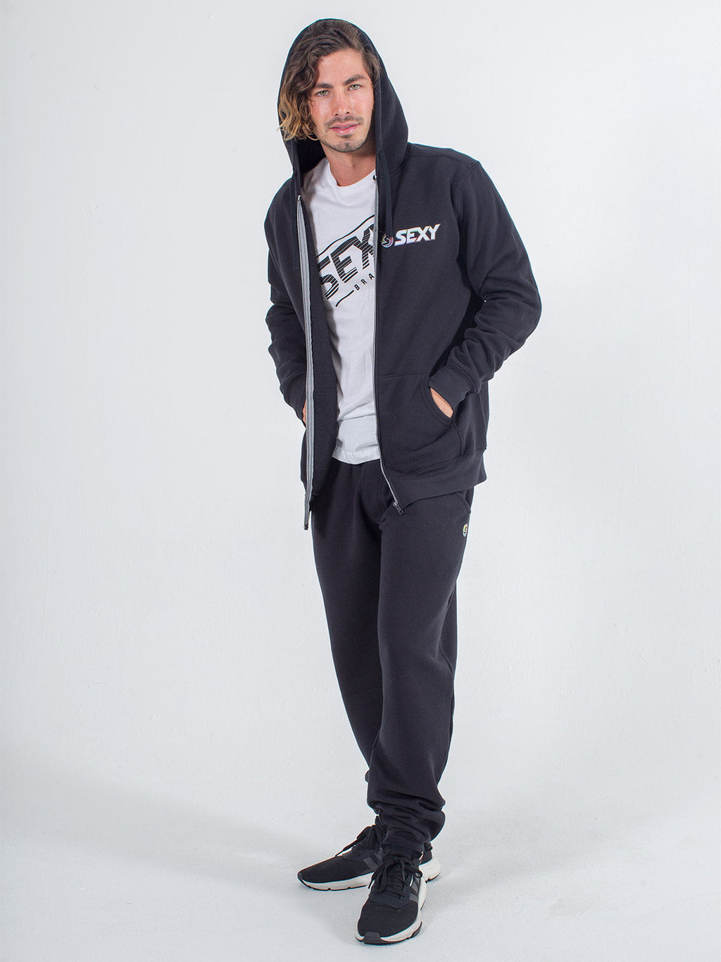 Softie Zip-Up Hoodie in Black