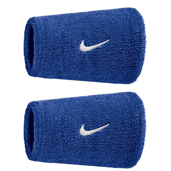 Nike Swoosh Classic Doublewide Wristband x 2 Royal Blue