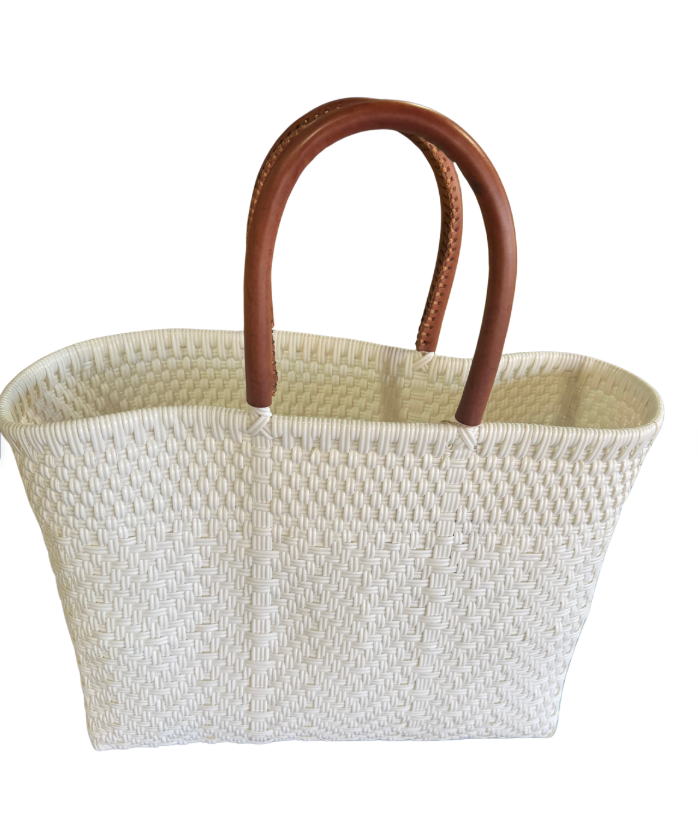 Chisme Lifestyle White/Leather Market Tote