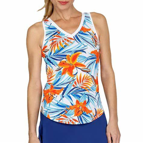 Madison Racerback Tank Mango Lillies (FINAL SALE)