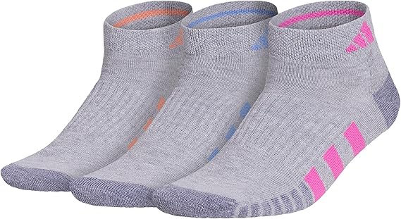 adidas Women's Cushioned Low Cut Socks with Arch Compression (Grey)
