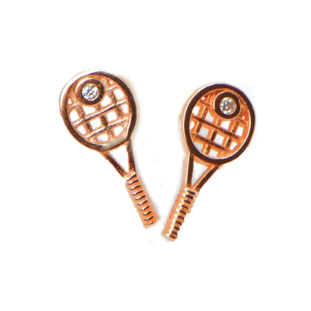 Tennis Racquet Earrings Rose Gold