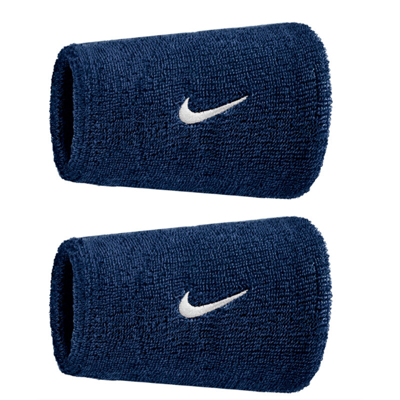 Nike Swoosh Classic Doublewide Wristbands x 2 College Navy
