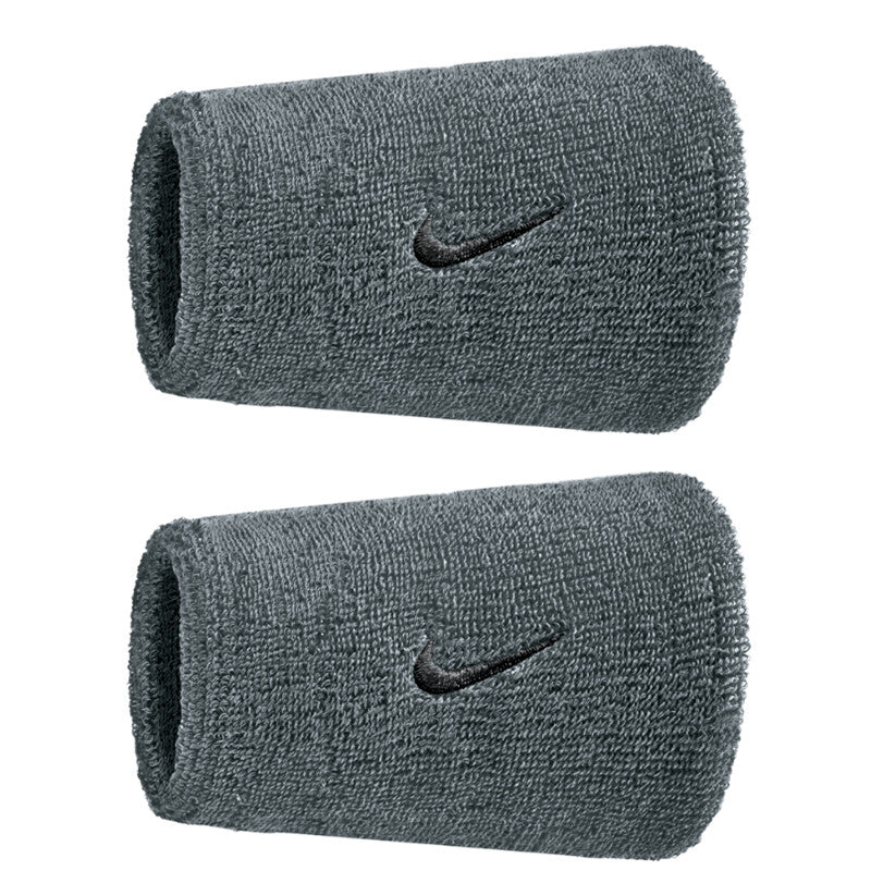 Nike Swoosh Classic Doublewide Wristbands x 2 Cool Grey